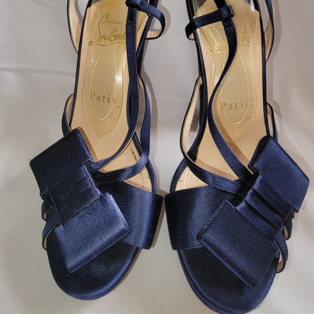 CHRISTIAN LOUBOUTIN - Satin Bow Slingback Disco Noeud Platform Sandals